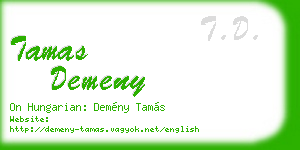 tamas demeny business card